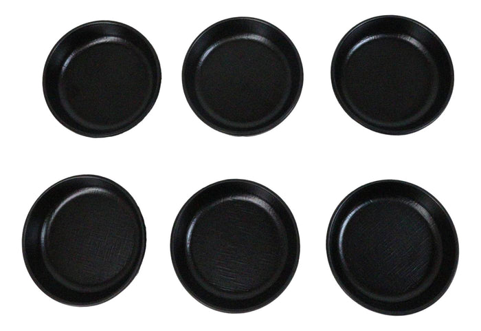 Ebros Gift Pack Of 6 Black Silk Melamine Condiments Sauce Bowls Small Banchan Dishes 3.5"D