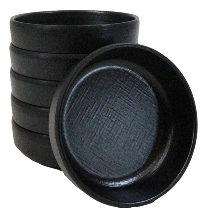 ebros gift Pack Of 6 Black Silk Melamine Condiments Sauce Bowls Small Banchan Dishes 3.5"D