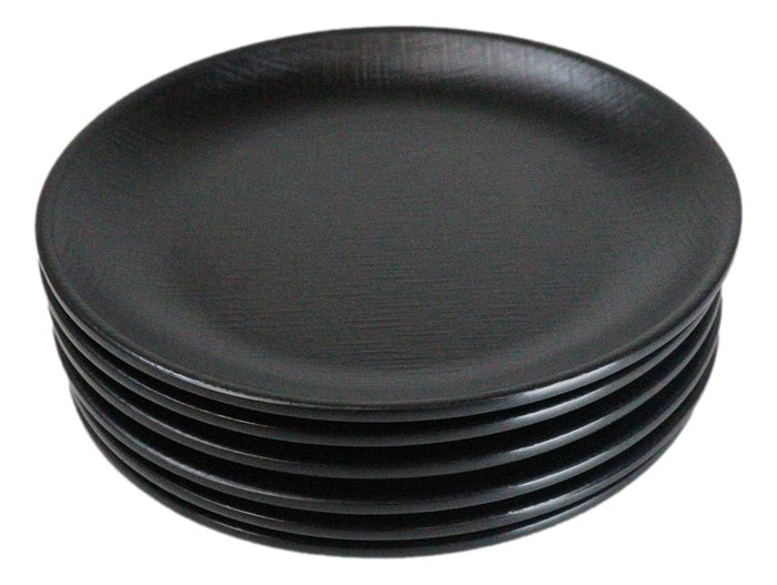 Ebros Gift Pack Of 6 Black Silk Melamine Round Appetizer Dessert Side Dishes Plates 7"D