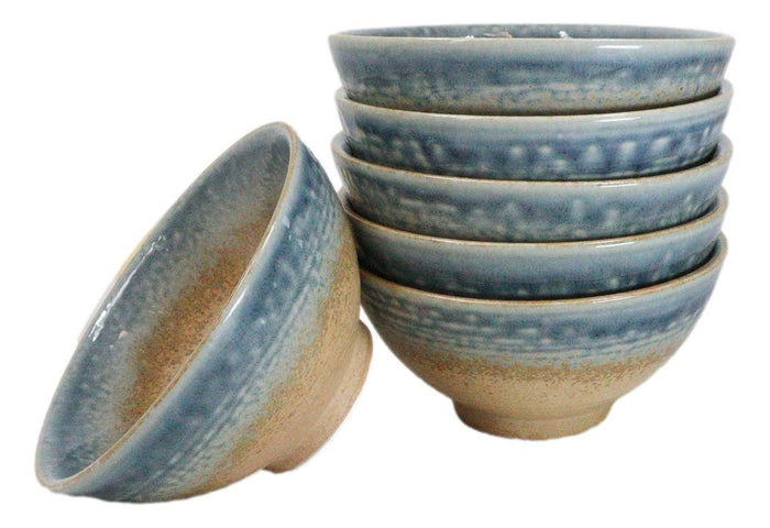 ebros gift Pack Of 6 Blue River Ao Nagashi Collection Small Rice Soup Appetizer Bowls 10oz