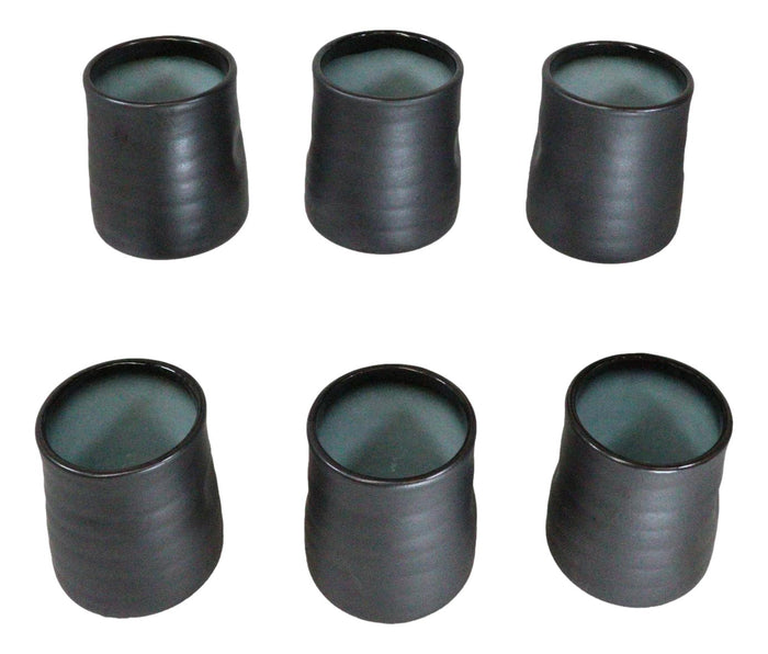 Ebros Gift Pack Of 6 Blue Sky And Stars Seikai Reactive Glaze Ceramic Yunomi Tea Cups 9oz