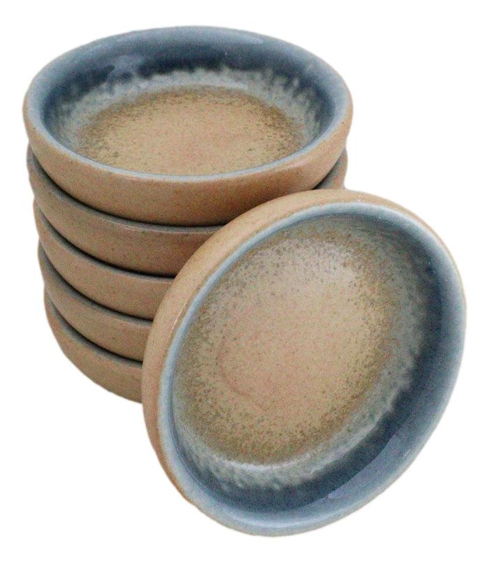 Ebros Gift Pack Of 6 Ceramic Ao Nagashi Soy Sauce Oil Condiment Round Dishes Bowls 1.5Oz