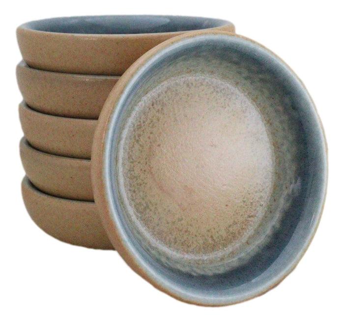 ebros gift Pack Of 6 Ceramic Ao Nagashi Soy Sauce Oil Condiment Round Dishes Bowls 1.5Oz