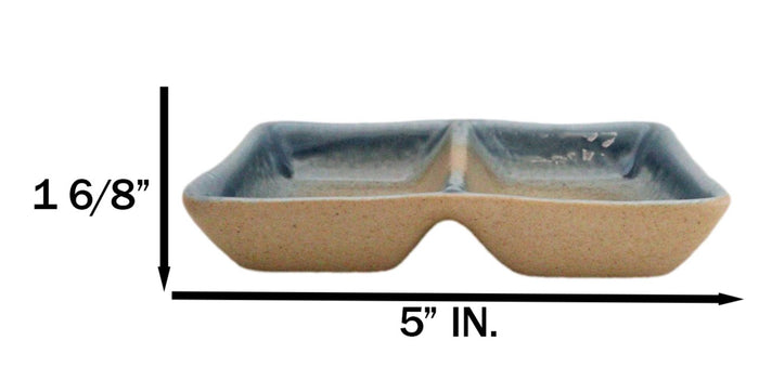 Ebros Gift Pack Of 6 Ceramic Ao Nagashi Soy Sauce Or Condiment Dishes With 2 Compartments