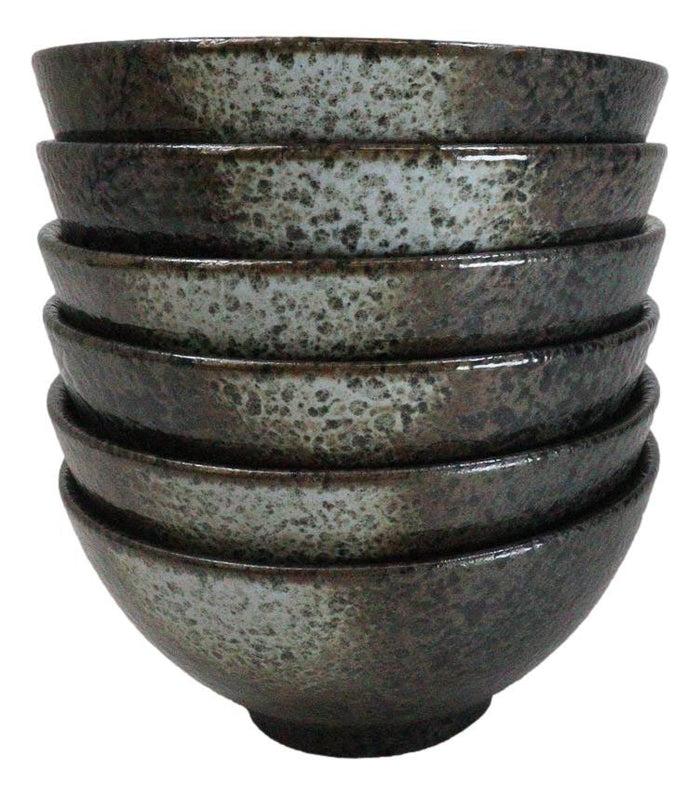 Ebros Gift Pack Of 6 Charcoal Grey Hakumu Collection Small Rice Soup Appetizer Bowls 10oz