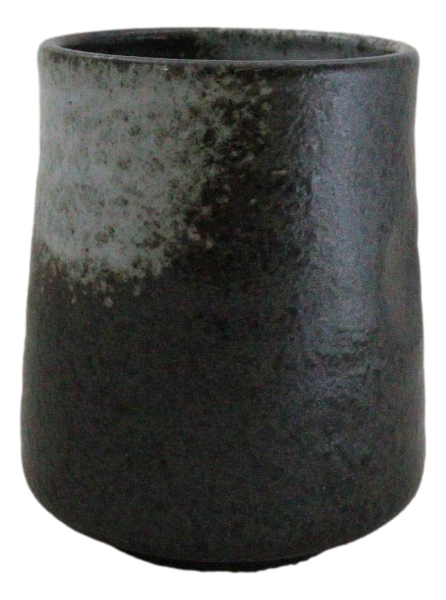 Ebros Gift Pack Of 6 Charcoal Grey Tone Hakumu Reactive Glaze Ceramic Yunomi Tea Cups 9oz