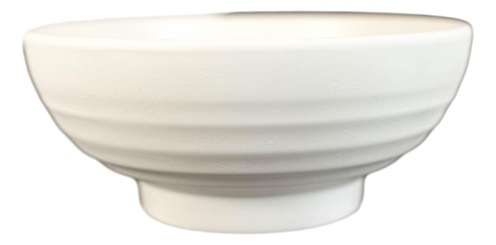 Ebros Gift Pack Of 6 Contemporary Ridged 7.5"D Matte White Melamine Salad Pasta Soup Bowls
