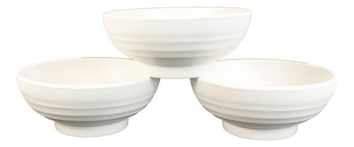 Ebros Gift Pack Of 6 Contemporary Ridged 7.5"D Matte White Melamine Salad Pasta Soup Bowls