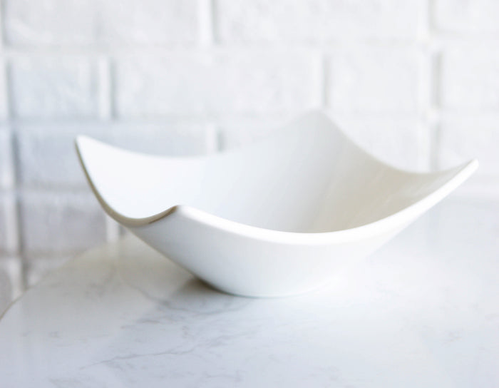 ebros gift Pack Of 6 Contemporary White Quad Cornered 12oz Rice Soup Sauce Porcelain Bowls