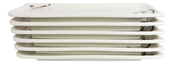 Ebros Gift Pack Of 6 Eggplant With Zen Swirl Wavy Appetizer Meat Skewers Sushi Long Plates