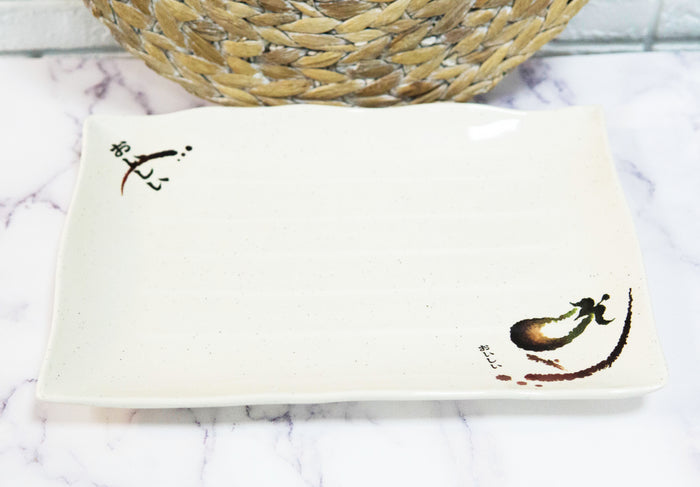 ebros gift Pack Of 6 Eggplant With Zen Swirl Wavy Design Large Dinner Entree Buffet Plates