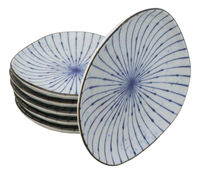 Ebros Gift Pack Of 6 Fubuki Tokusa Made In Japan Round Flair Appetizer Shallow Bowls Plates