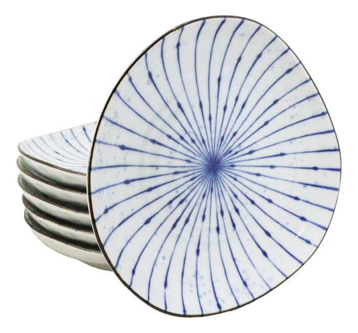 ebros gift Pack Of 6 Fubuki Tokusa Made In Japan Round Flair Appetizer Shallow Bowls Plates