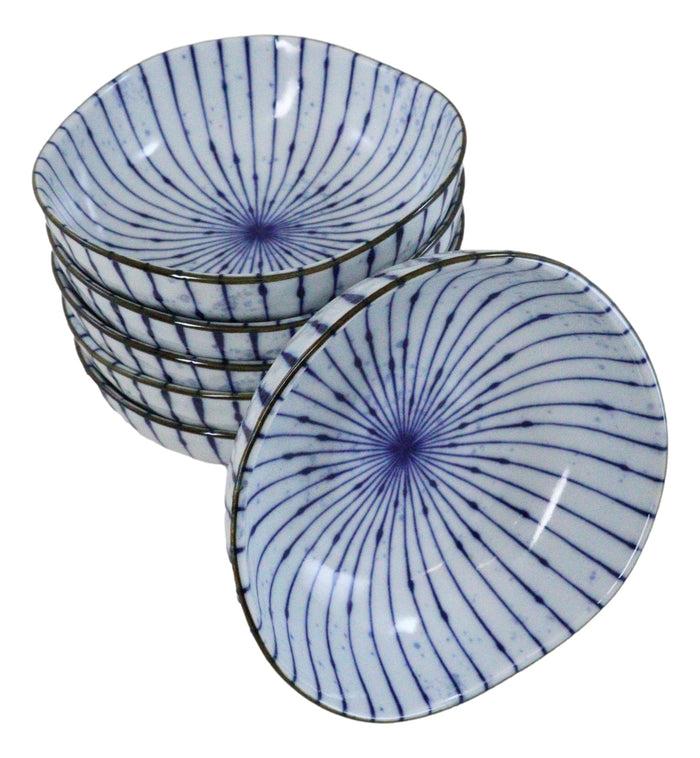 ebros gift Pack Of 6 Fubuki Tokusa Made In Japan Round Flair Small Shallow Bowls 11oz