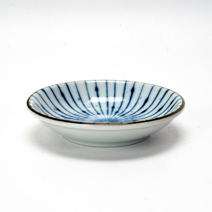 Ebros Gift Pack Of 6 Fubuki Tokusa Made In Japan Round Flair Blue Geometry Sauce Dishes