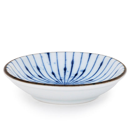 Ebros Gift Pack Of 6 Fubuki Tokusa Made In Japan Round Flair Blue Geometry Sauce Dishes