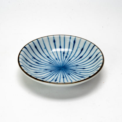 ebros gift Pack Of 6 Fubuki Tokusa Made In Japan Round Flair Blue Geometry Sauce Dishes