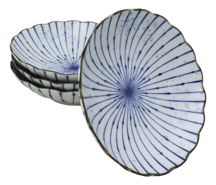 Ebros Gift Pack Of 6 Fubuki Tokusa Made In Japan Round Flair Deep Plates Shallow Bowls 15oz