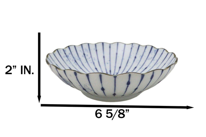 Ebros Gift Pack Of 6 Fubuki Tokusa Made In Japan Round Flair Deep Plates Shallow Bowls 15oz