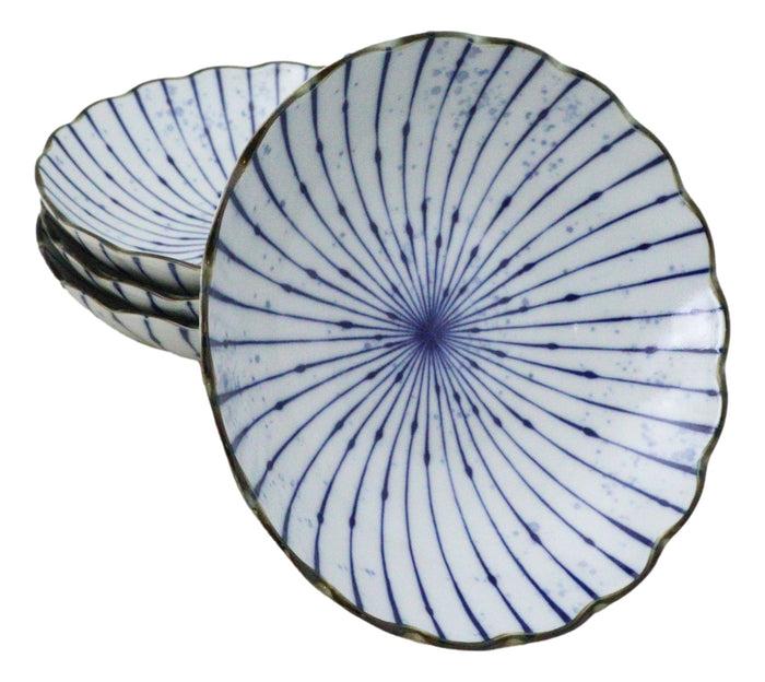 ebros gift Pack Of 6 Fubuki Tokusa Made In Japan Round Flair Deep Plates Shallow Bowls 15oz