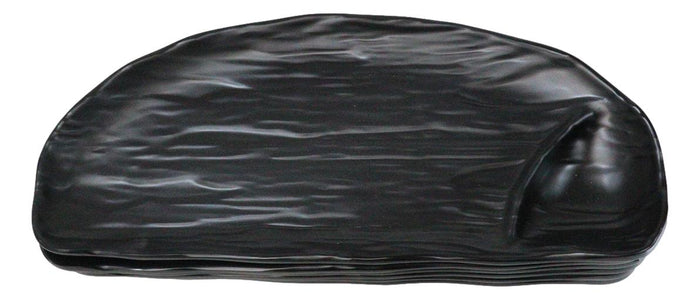 Ebros Gift Pack Of 6 Half Moon Matte Black Melamine 2 Partitions Sushi Plates Platters 11"L