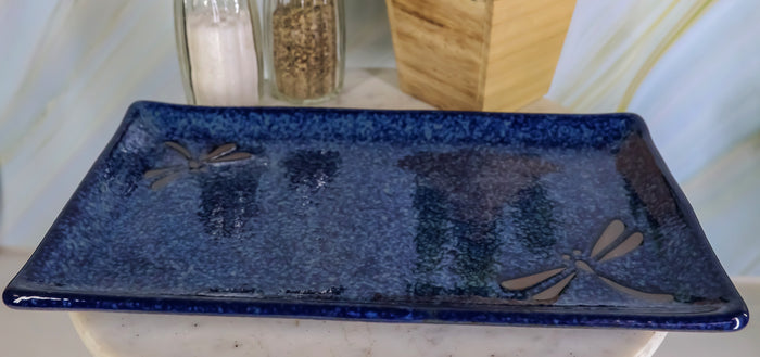Ebros Gift Pack Of 6 Japanese Dragonfly Ceramic Appetizer Dessert Sushi Plates 8.5" Long