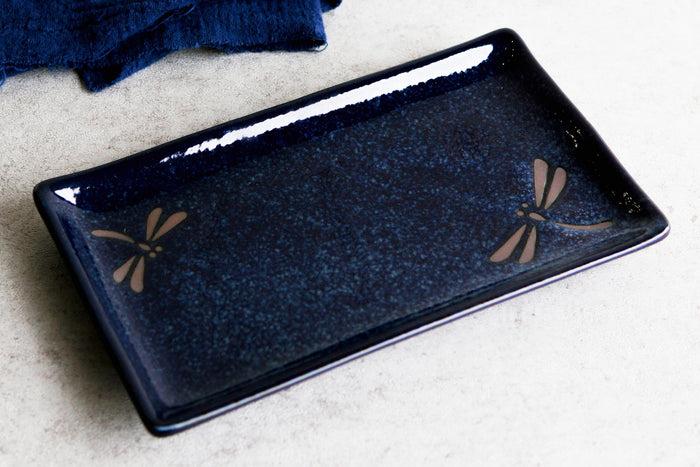 ebros gift Pack Of 6 Japanese Dragonfly Ceramic Appetizer Dessert Sushi Plates 8.5" Long