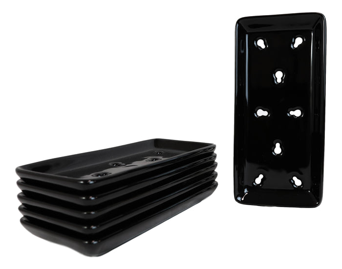 ebros gift Pack Of 6 Made In Japan Black Neta Zara Porcelain Sushi Sashimi Chef Drip Plates