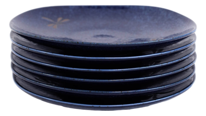 Ebros Gift Pack Of 6 Made In Japan Blue Tombo Dragonfly Small Appetizer Salad Coupe Plate
