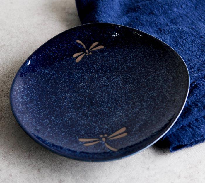 ebros gift Pack Of 6 Made In Japan Blue Tombo Dragonfly Small Appetizer Salad Coupe Plate