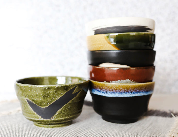 Ebros Gift Pack Of 6 Made In Japan Colorful Abstract Art Kiln Natural Glazed Ceramic Bowls