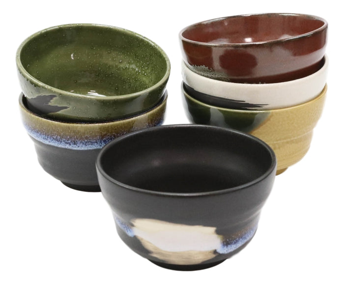 Ebros Gift Pack Of 6 Made In Japan Colorful Abstract Art Kiln Natural Glazed Ceramic Bowls