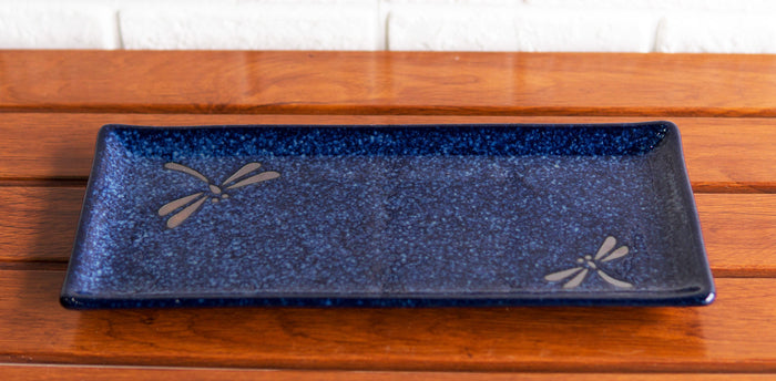 Ebros Gift Pack Of 6 Made In Japan Dragonfly Ceramic Sushi Entree 11" Long Plates Platters