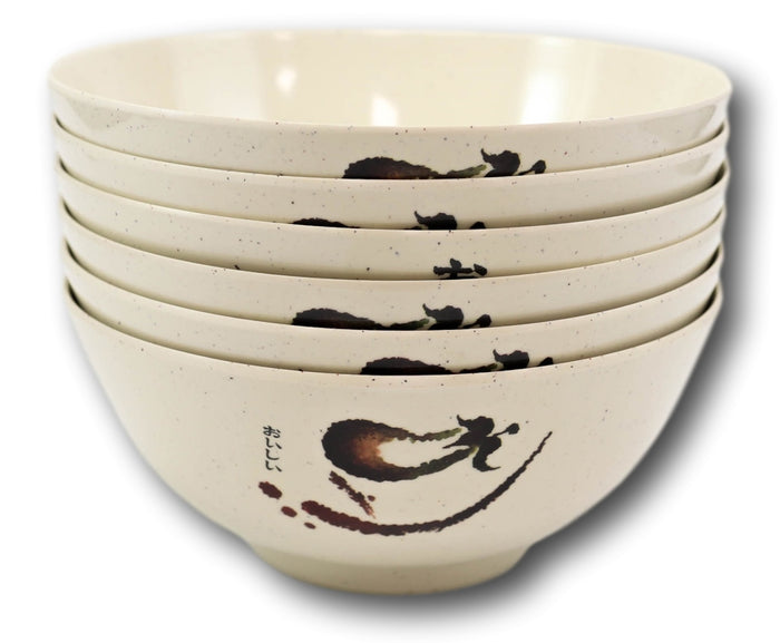 Ebros Gift Pack Of 6 Melamine Eggplant Zen Swirl Large Dining Soup Cereal Pasta Bowls 42oz