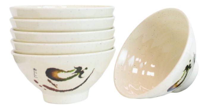 Ebros Gift Pack Of 6 Melamine Eggplant Zen Swirl Ridged Appetizer Soup Dessert Rice Bowls