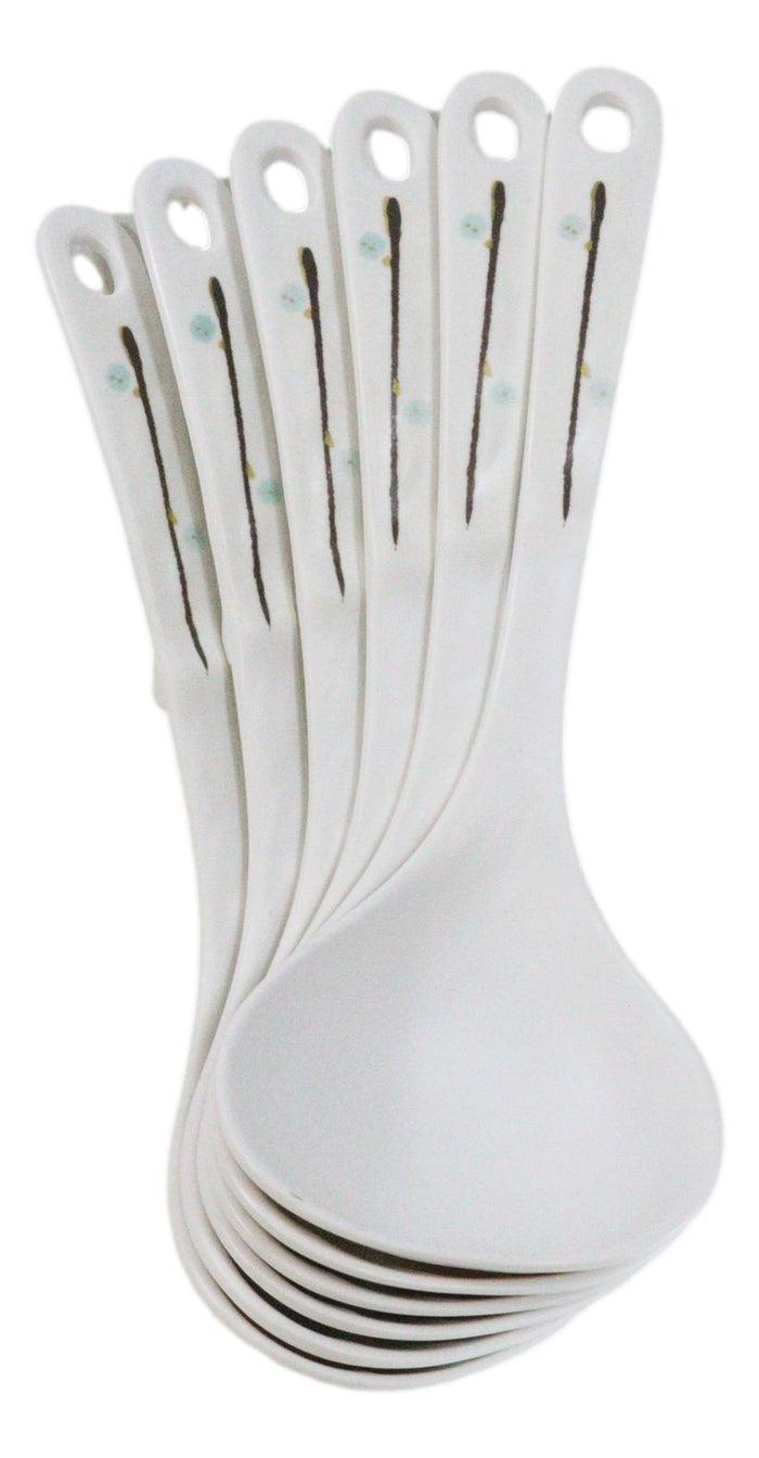 Ebros Gift Pack Of 6 Melamine Yukino Hana Soup Gravy Stew Ladle Soup Spoons With Notch 8"L