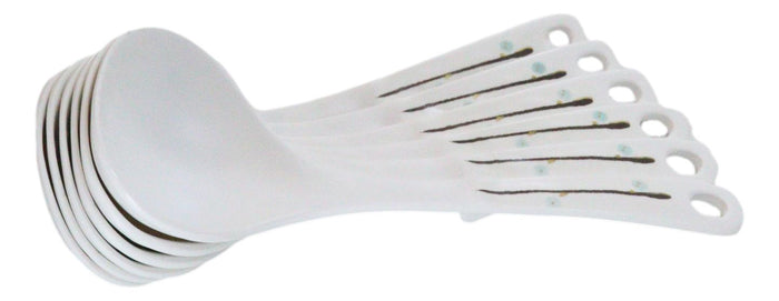 Ebros Gift Pack Of 6 Melamine Yukino Hana Soup Gravy Stew Ladle Soup Spoons With Notch 8"L