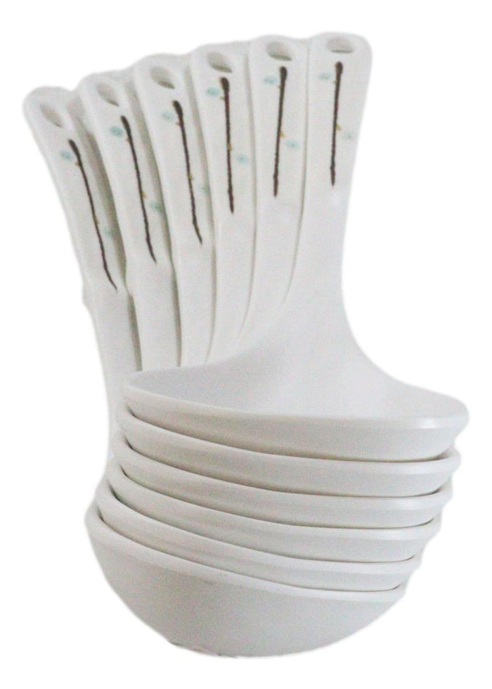 ebros gift Pack of 6 Melamine Yukino Hana Soup Gravy Stew Ladle Soup Spoons With Notch 8"L