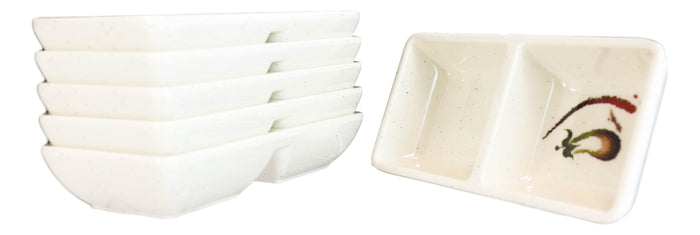 Ebros Gift Pack Of 6 Melamine Zen Swirl Eggplant 2 Compartments Soy Sauce Condiment Dishes