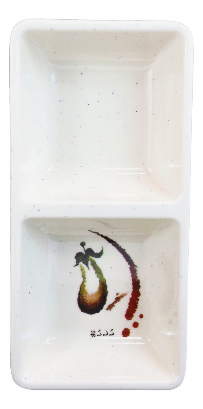 Ebros Gift Pack Of 6 Melamine Zen Swirl Eggplant 2 Compartments Soy Sauce Condiment Dishes