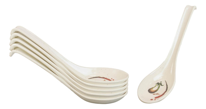 Ebros Gift Pack Of 6 Melamine Zen Swirl Eggplant Art Ladle Soup Spoon With Notch Hook Ends