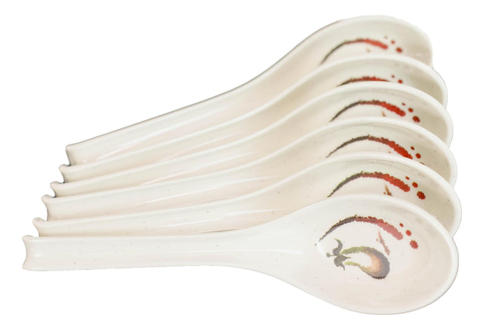 Ebros Gift Pack Of 6 Melamine Zen Swirl Eggplant Art Ladle Soup Spoon With Notch Hook Ends