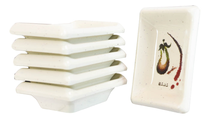 Ebros Gift Pack Of 6 Melamine Zen Swirl Eggplant Small Soy Sauce Condiment Tetragon Dishes
