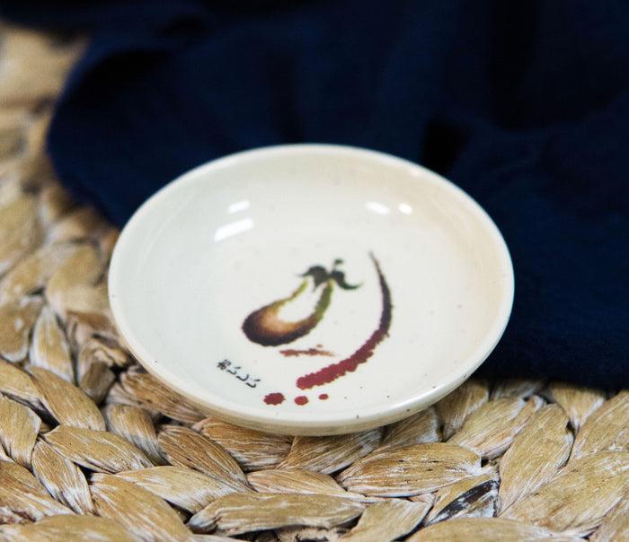 ebros gift Pack of 6 Melamine Zen Swirl Eggplant Small Soy Sauce Or Condiment Round Dishes