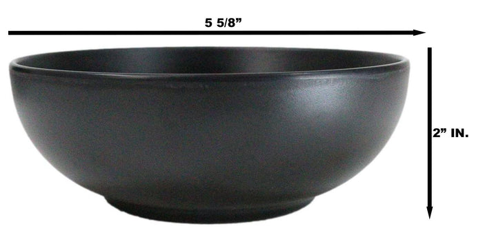 Ebros Gift Pack Of 6 Modern Matte Black Melamine Round Appetizer Rice Shallow Bowls 16oz