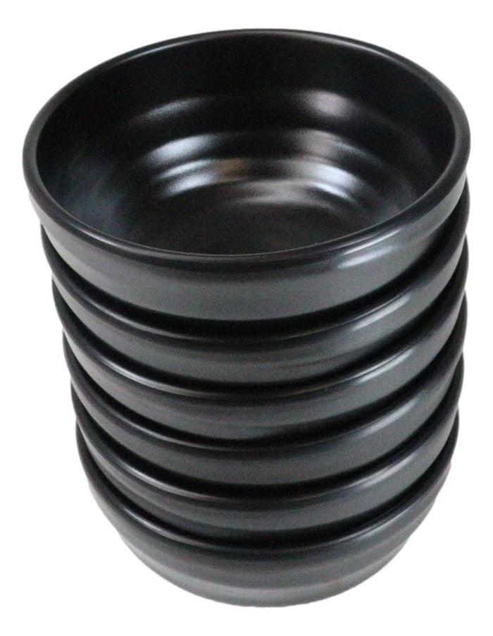 Ebros Gift Pack Of 6 Modern Matte Black Melamine Small Round Soup Appetizer Rice Bowls 10oz