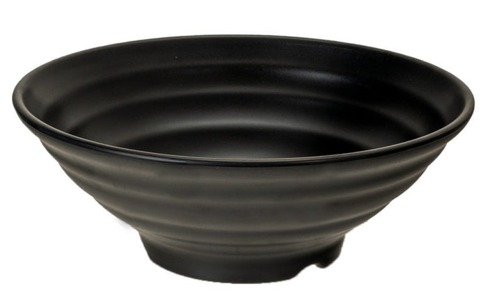 Ebros Gift Pack Of 6 Modern Ridged Matte Black Melamine Large Round Ramen Soup Bowls 48oz