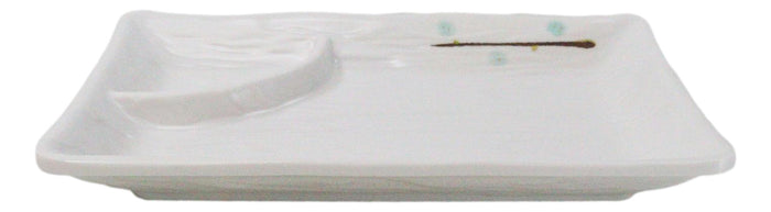 Ebros Gift Pack Of 6 Modern Yukino Hana Melamine 2 Partitions Rectangular Sushi Plates
