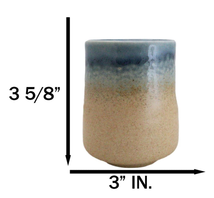 Ebros Gift Pack Of 6 Porcelain Ao Nagashi Blue River Reactive Glaze Yunomi Tea Cups 9oz