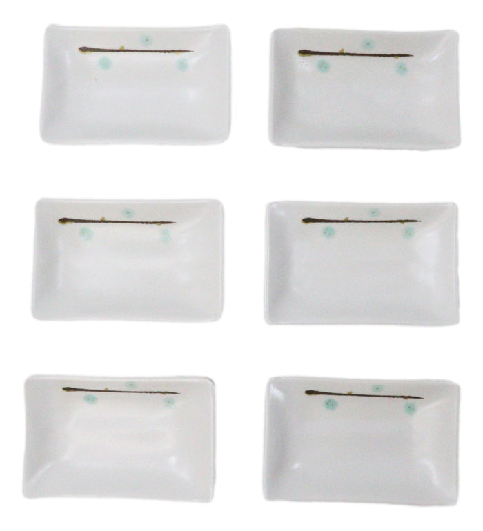 Ebros Gift Pack Of 6 Rectangular Yukino Hana Snowflakes Melamine Condiment Sauce Dishes